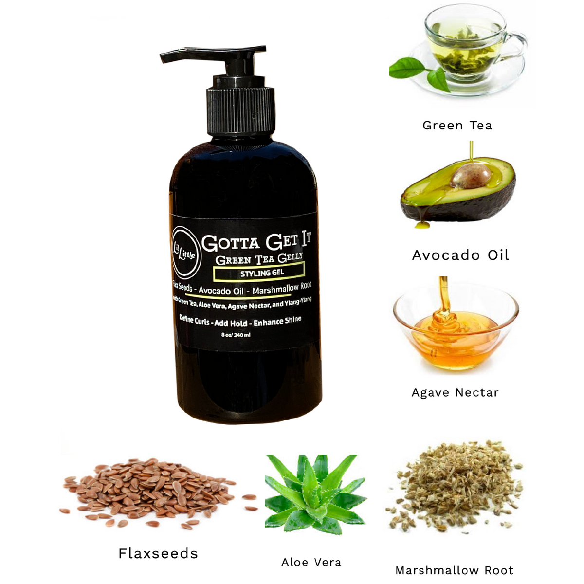 Gotta Get It Green Tea Gelly - FlaxSeed Styling Hair Gel – Lil Little