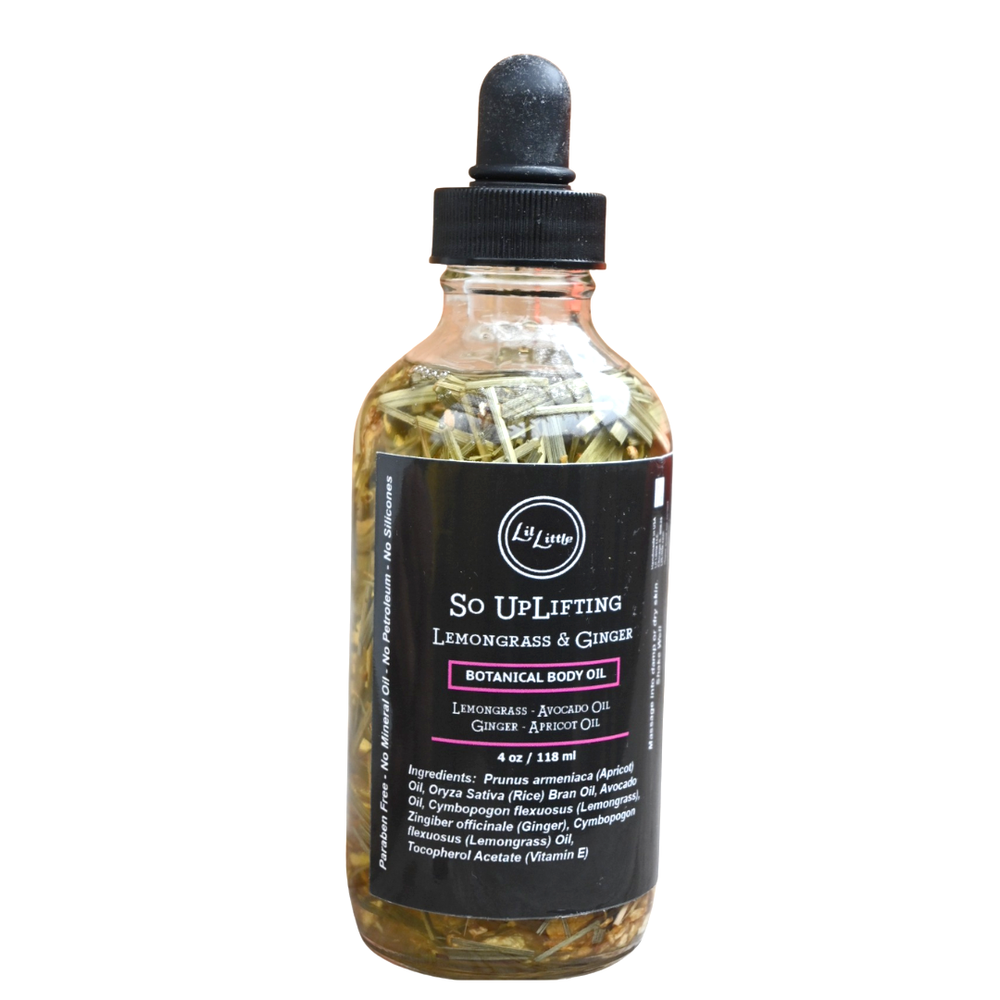 Lemongrass Ginger Infused Body Oil For Dry Skin, Inflammation