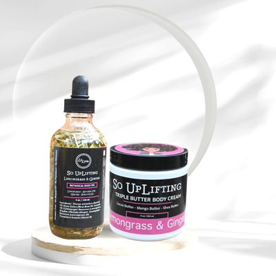 Lemongrass Ginger Body Butter & Infused Body Oil For Dry Skin